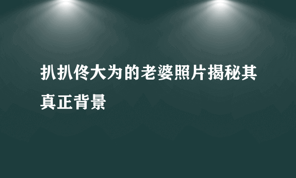 扒扒佟大为的老婆照片揭秘其真正背景