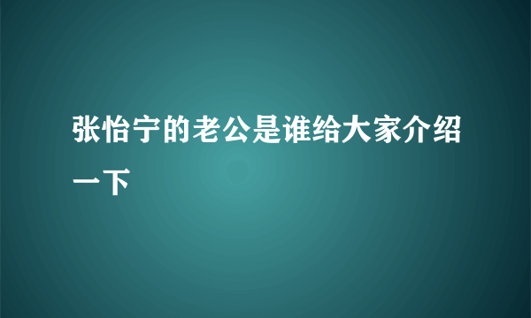 张怡宁的老公是谁给大家介绍一下