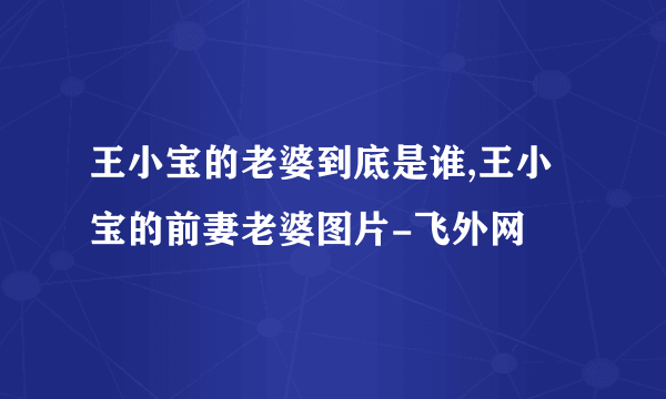 王小宝的老婆到底是谁,王小宝的前妻老婆图片-飞外网