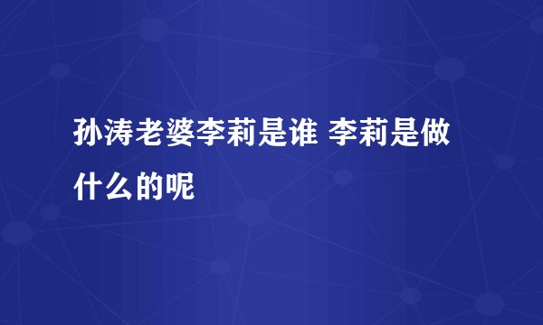 孙涛老婆李莉是谁 李莉是做什么的呢