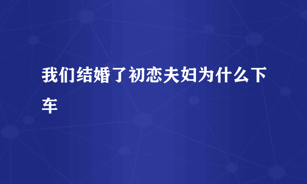 我们结婚了初恋夫妇为什么下车