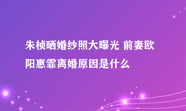 朱桢晒婚纱照大曝光 前妻欧阳惠霏离婚原因是什么