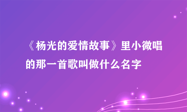 《杨光的爱情故事》里小微唱的那一首歌叫做什么名字