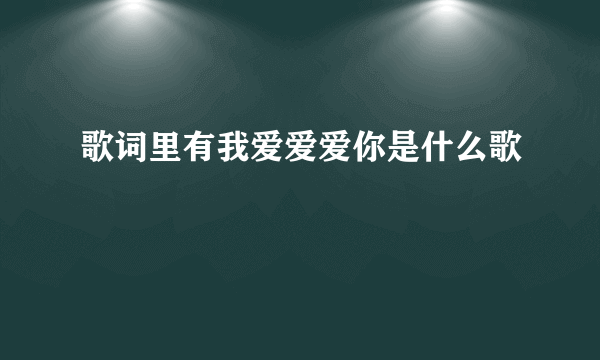 歌词里有我爱爱爱你是什么歌