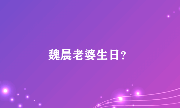 魏晨老婆生日？