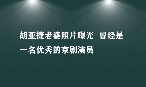 胡亚捷老婆照片曝光  曾经是一名优秀的京剧演员