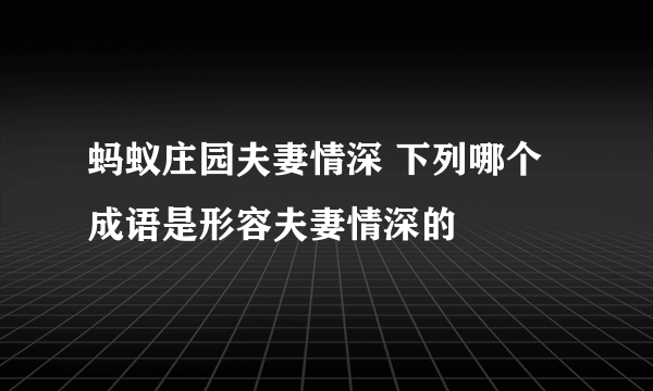 蚂蚁庄园夫妻情深 下列哪个成语是形容夫妻情深的