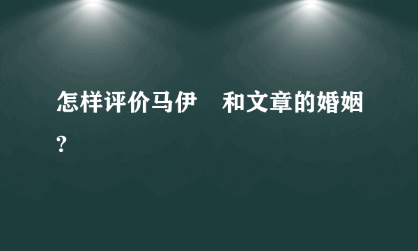 怎样评价马伊琍和文章的婚姻?