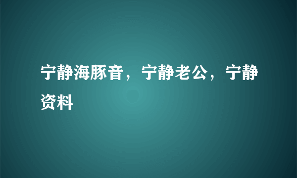 宁静海豚音，宁静老公，宁静资料