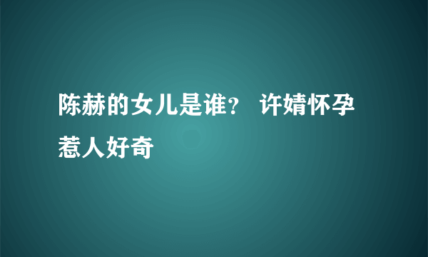 陈赫的女儿是谁？ 许婧怀孕惹人好奇