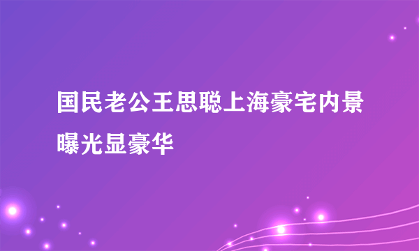 国民老公王思聪上海豪宅内景曝光显豪华