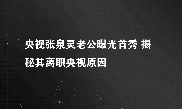 央视张泉灵老公曝光首秀 揭秘其离职央视原因