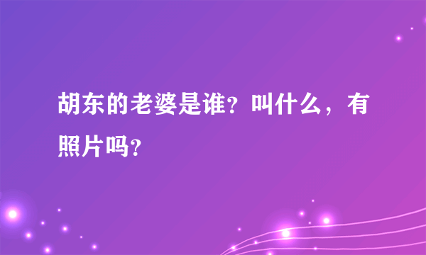 胡东的老婆是谁？叫什么，有照片吗？