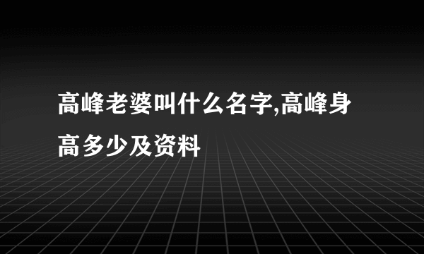 高峰老婆叫什么名字,高峰身高多少及资料