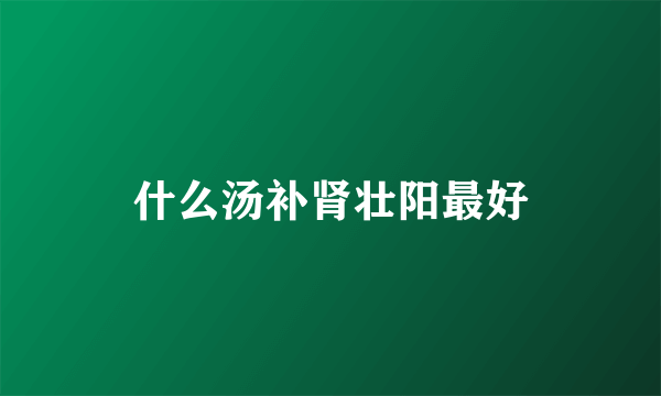 什么汤补肾壮阳最好