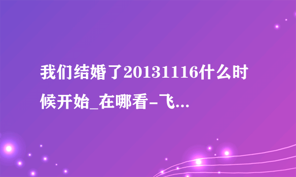 我们结婚了20131116什么时候开始_在哪看-飞外综艺节目