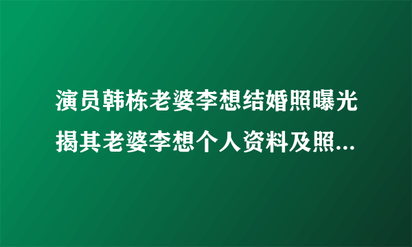 演员韩栋老婆李想结婚照曝光揭其老婆李想个人资料及照片_飞外网