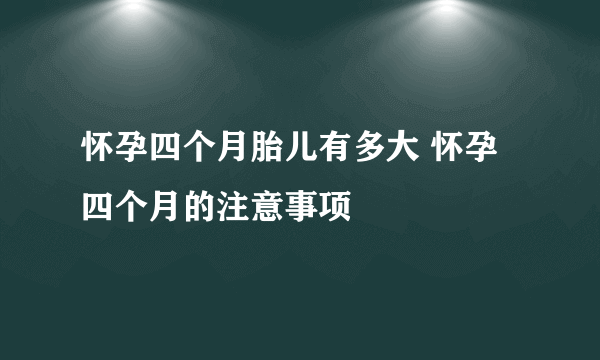 怀孕四个月胎儿有多大 怀孕四个月的注意事项