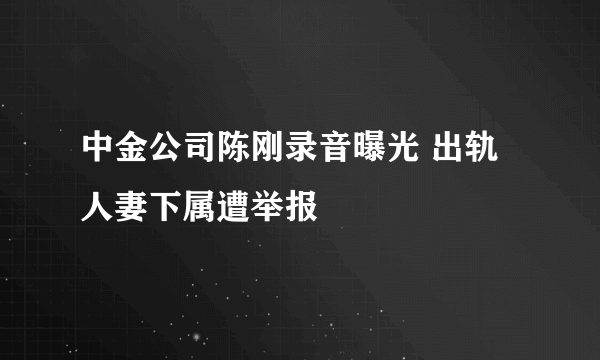 中金公司陈刚录音曝光 出轨人妻下属遭举报