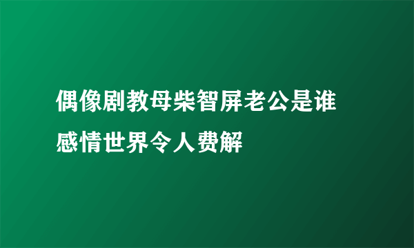 偶像剧教母柴智屏老公是谁 感情世界令人费解