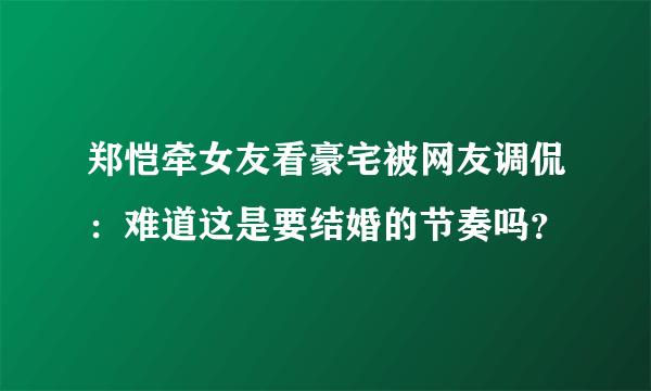 郑恺牵女友看豪宅被网友调侃：难道这是要结婚的节奏吗？