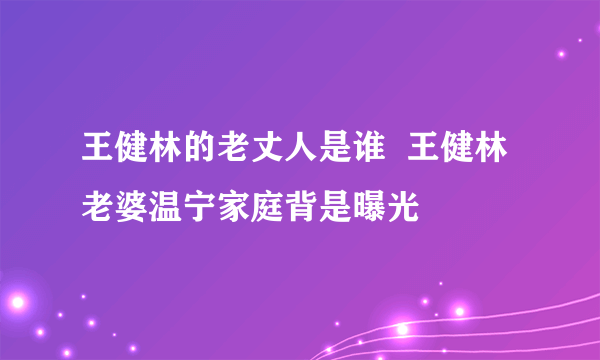 王健林的老丈人是谁  王健林老婆温宁家庭背是曝光