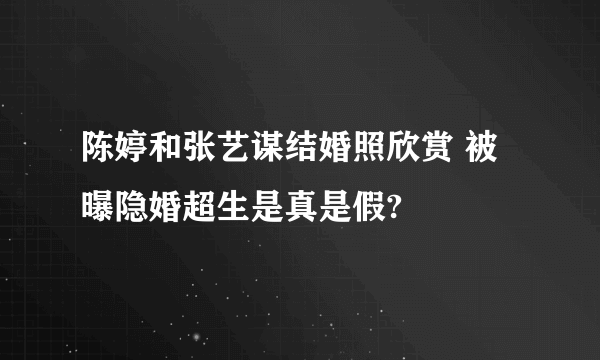 陈婷和张艺谋结婚照欣赏 被曝隐婚超生是真是假?