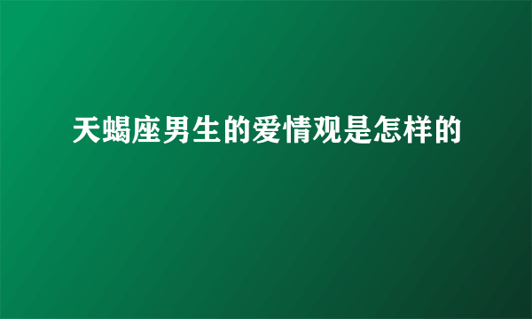 天蝎座男生的爱情观是怎样的