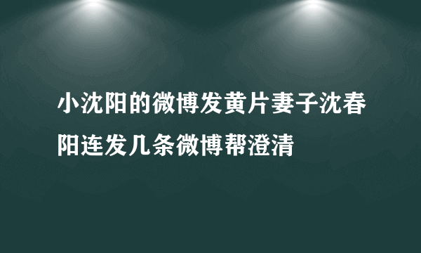 小沈阳的微博发黄片妻子沈春阳连发几条微博帮澄清