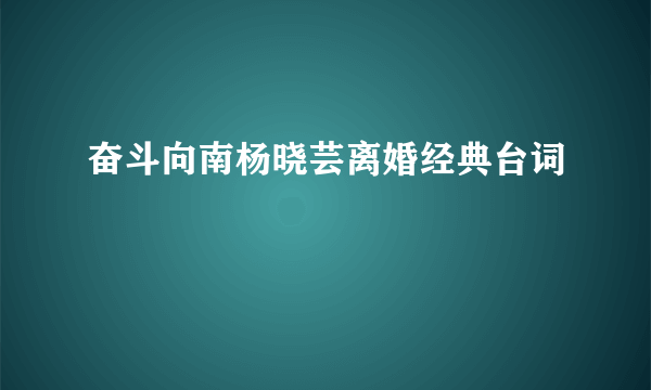 奋斗向南杨晓芸离婚经典台词