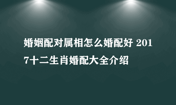 婚姻配对属相怎么婚配好 2017十二生肖婚配大全介绍