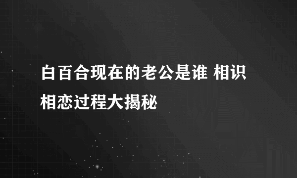 白百合现在的老公是谁 相识相恋过程大揭秘