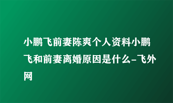 小鹏飞前妻陈爽个人资料小鹏飞和前妻离婚原因是什么-飞外网