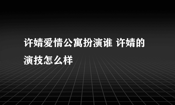 许婧爱情公寓扮演谁 许婧的演技怎么样