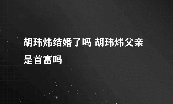 胡玮炜结婚了吗 胡玮炜父亲是首富吗