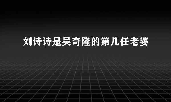 刘诗诗是吴奇隆的第几任老婆