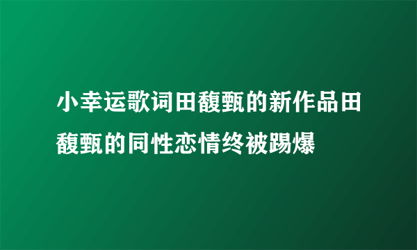 小幸运歌词田馥甄的新作品田馥甄的同性恋情终被踢爆