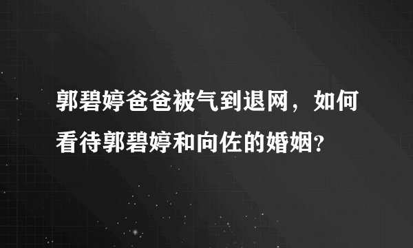 郭碧婷爸爸被气到退网，如何看待郭碧婷和向佐的婚姻？