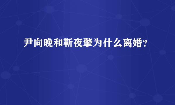 尹向晚和靳夜擎为什么离婚？