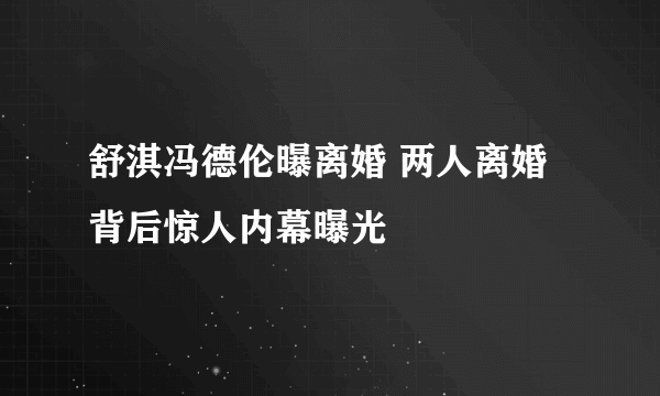 舒淇冯德伦曝离婚 两人离婚背后惊人内幕曝光