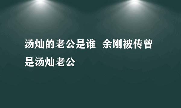 汤灿的老公是谁  余刚被传曾是汤灿老公