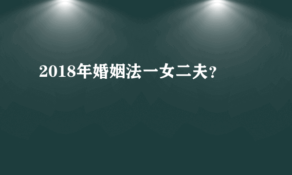 2018年婚姻法一女二夫？