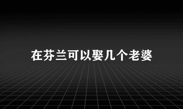 在芬兰可以娶几个老婆