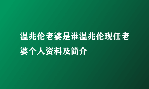 温兆伦老婆是谁温兆伦现任老婆个人资料及简介