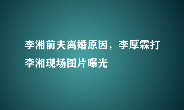 李湘前夫离婚原因，李厚霖打李湘现场图片曝光 