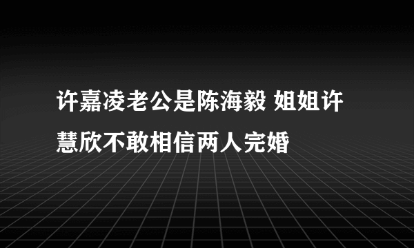 许嘉凌老公是陈海毅 姐姐许慧欣不敢相信两人完婚