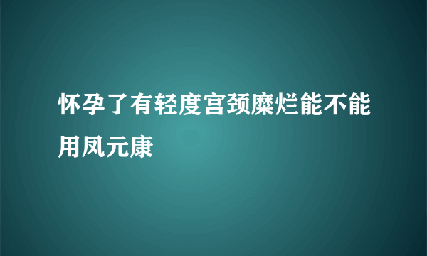 怀孕了有轻度宫颈糜烂能不能用凤元康