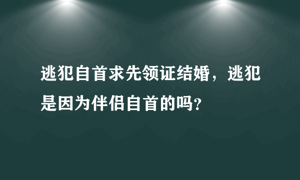 逃犯自首求先领证结婚，逃犯是因为伴侣自首的吗？