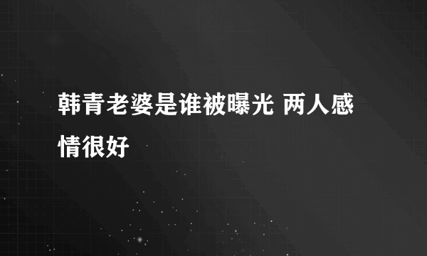 韩青老婆是谁被曝光 两人感情很好