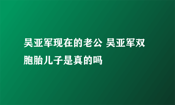 吴亚军现在的老公 吴亚军双胞胎儿子是真的吗